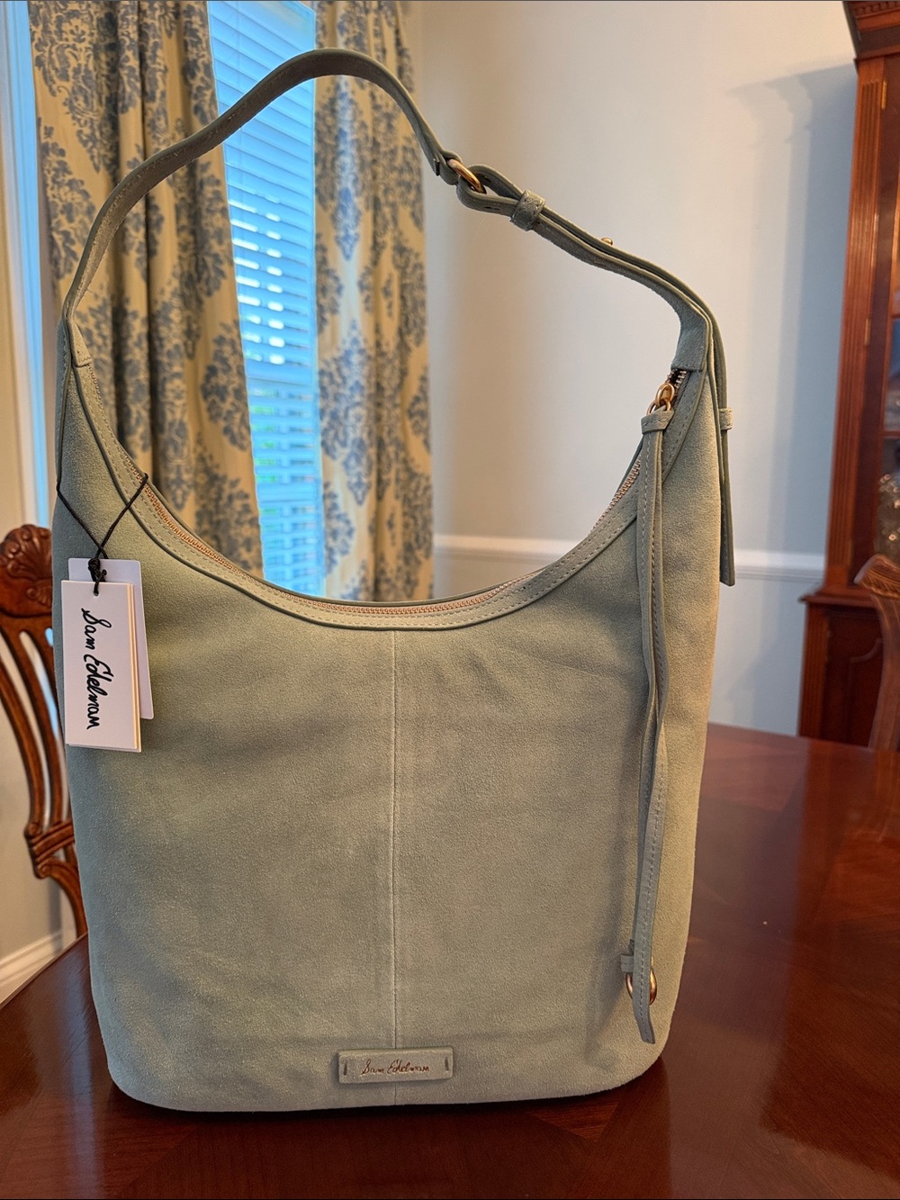 Sam Edelman Light Sage Suede Shoulder Bag